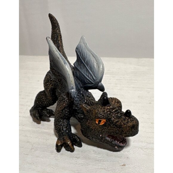 Black & Gray Winged Dragon Figurine 2003 CHH 32 Baby Dragon 2.5"L Fantasy Toy - Picture 2 of 7